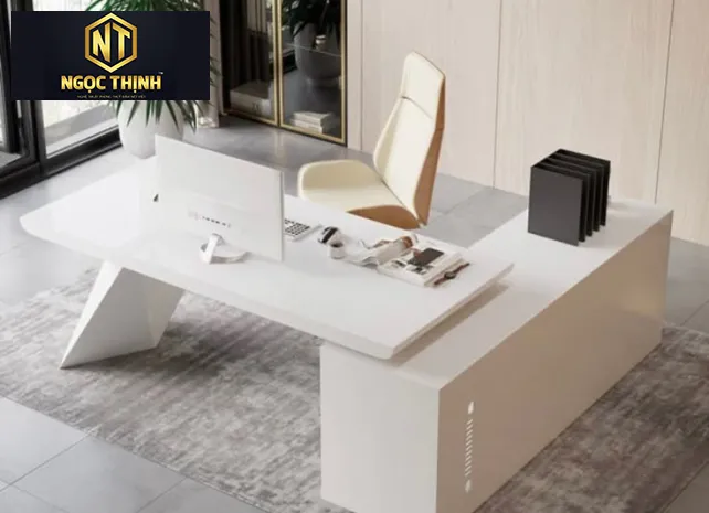 BÀN LÀM VIỆC VĂN PHÒNG MÀU TRẮNG ĐƠN GIẢN - BLVVP04